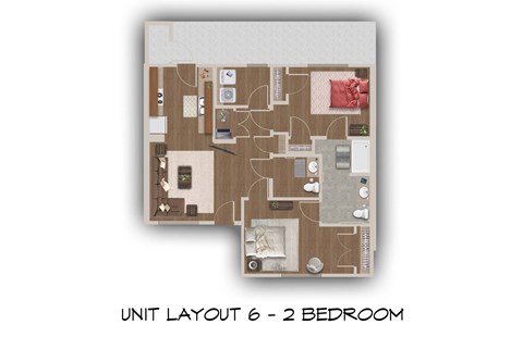 Floor plan for 2 beds, 1.5 baths, 1032 sqft